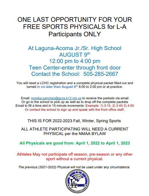 LAHS Free Sports Physicals