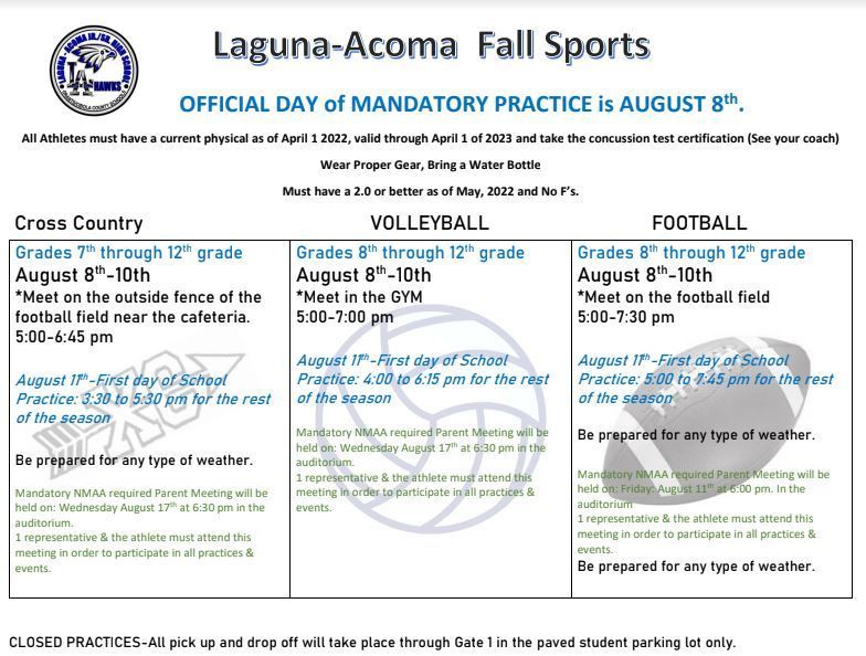 Laguna Acoma Fall Sports