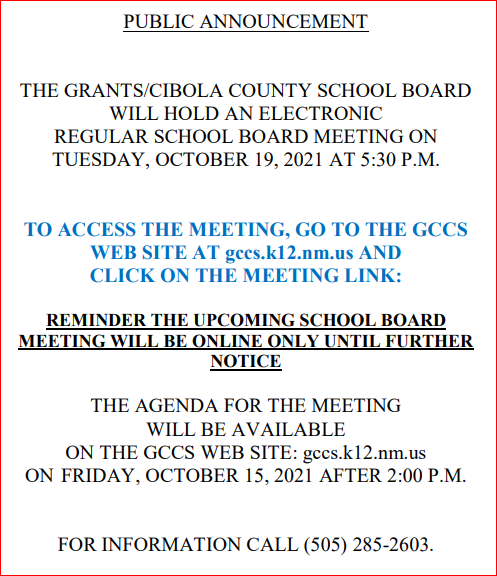 School Board Meeting Posting
