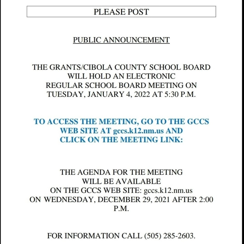 Board Meeting Public Notice