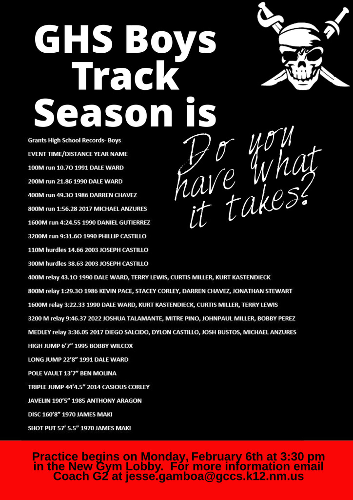 Boys Track New Season Flyer