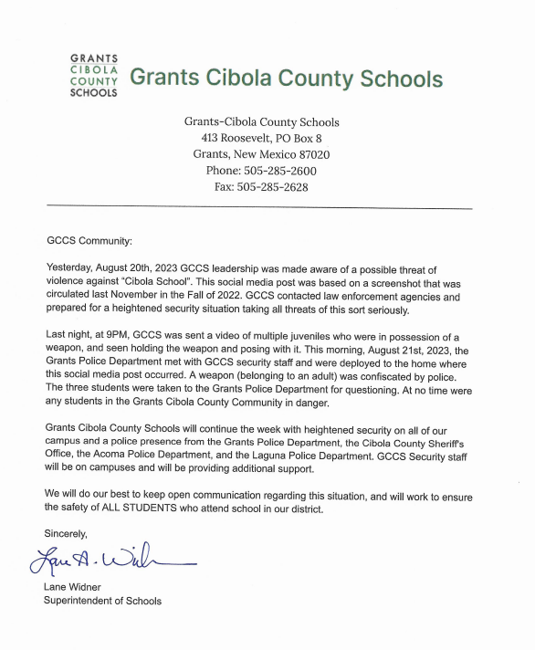Letter from the Superintendent
